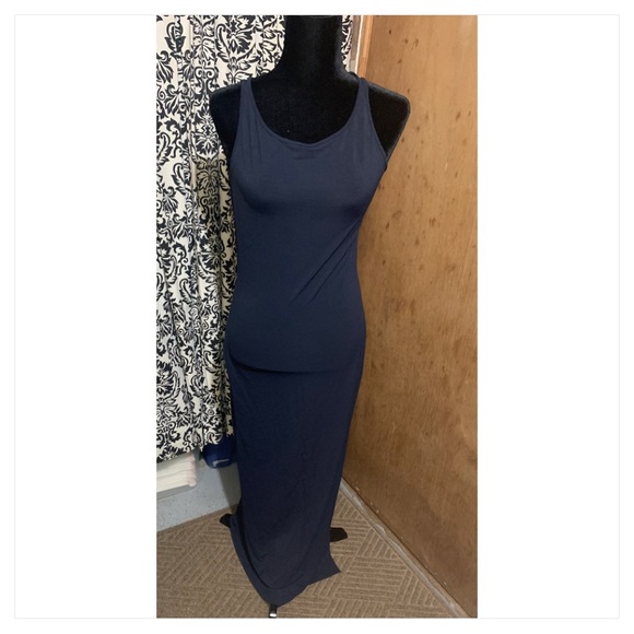 navy maxi slip dress